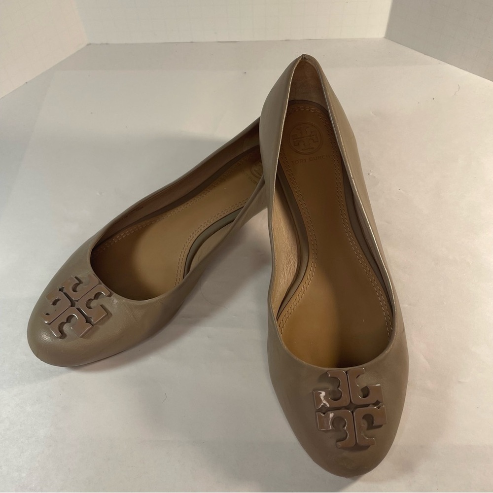 TORY BURCH LOWELL 2 ballet flats in french gray leather Size 7.5